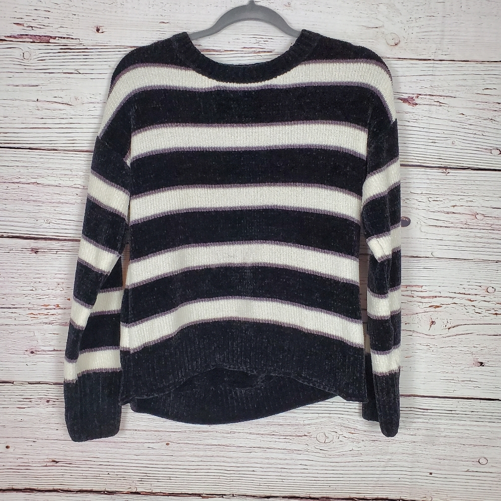 Striped Fuzzy oversized sweater